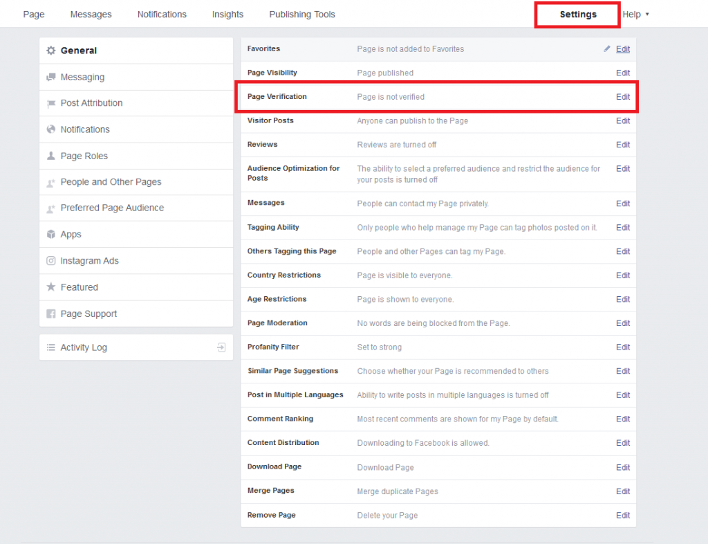 Facebook Verification Step 1