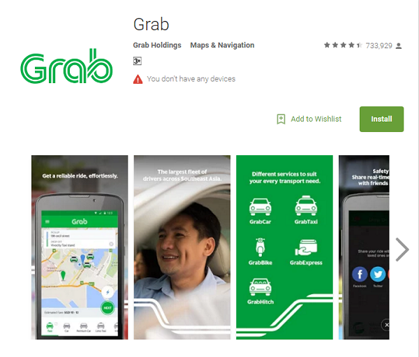 GrabTaxi Mobile App in Singapore