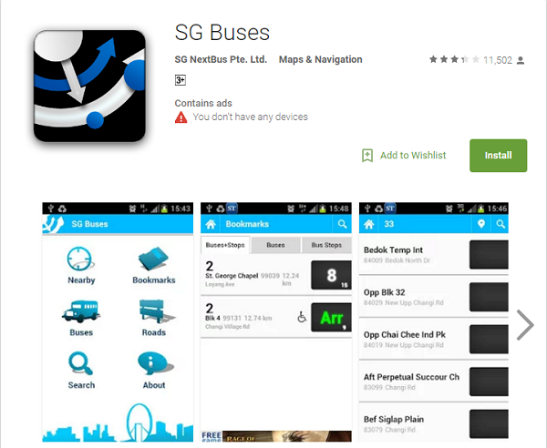SG Buses Mobile App in Singapore